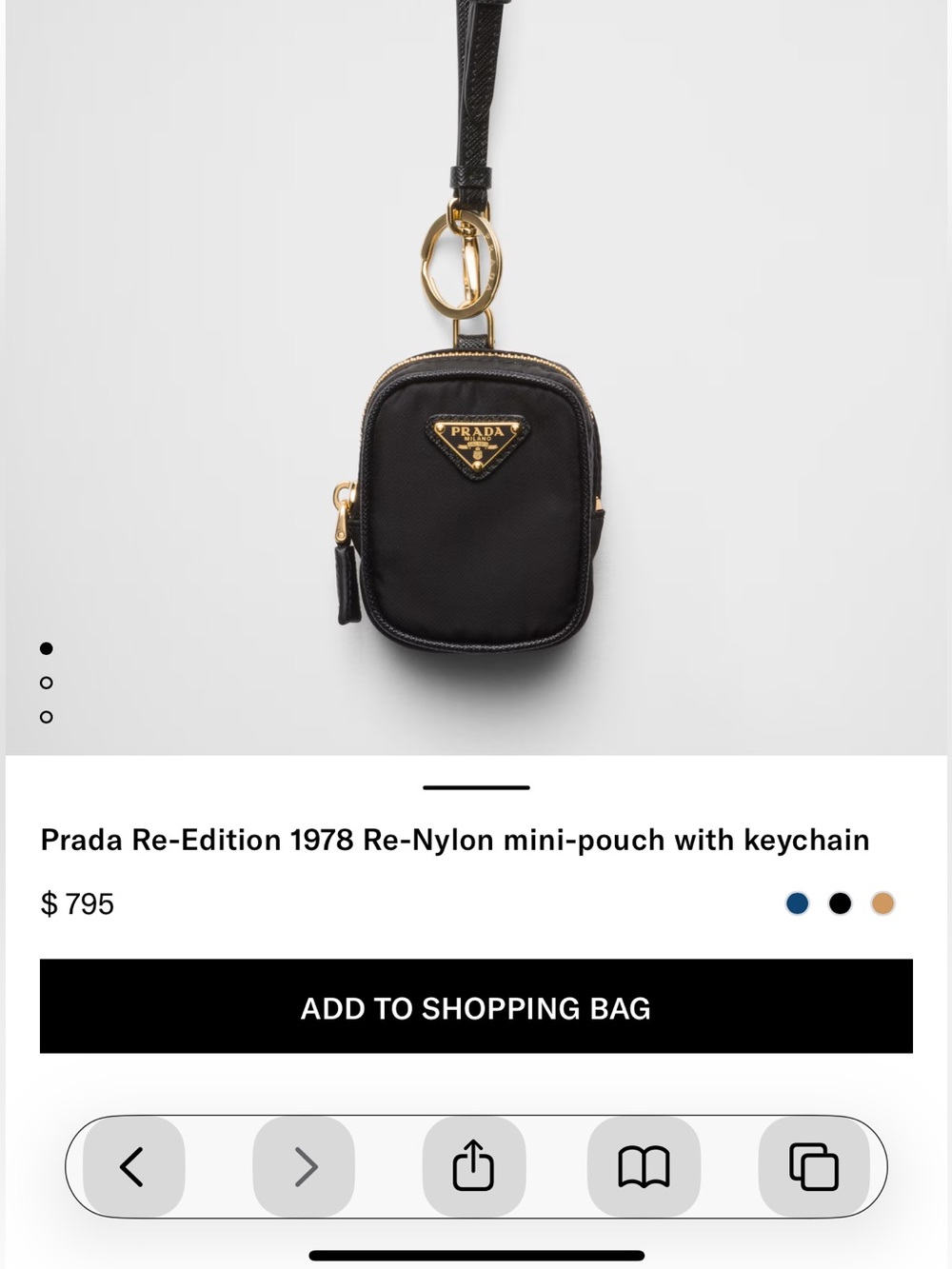 Prada Black Leather Triangle Logo Key & Card Holder with Gold Hardware
